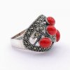 Stříbrný prsten korál a markazit (velikost prstenu 56)