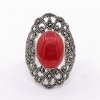 Stříbrný prsten karneol a markazit (velikost prstenu 57)