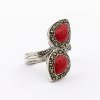 Stříbrný prsten korál a markazit (velikost prstenu 51)