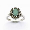 Stříbrný prsten smaragd přírodní pravý a markazit (velikost prstenu 53, 54, 56)