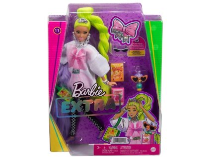Mattel Barbie Extra Mattel Barbie Bílá tunika Neonově zelené vlasy 1