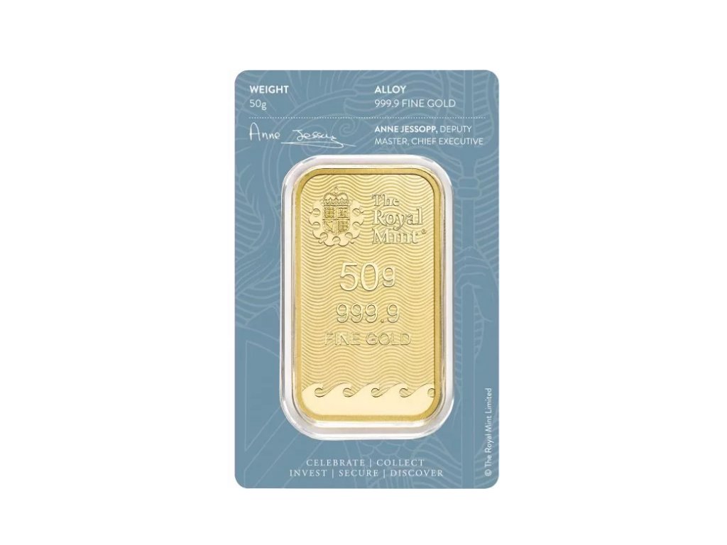 Investicni zlato Britannia slitek 50g L
