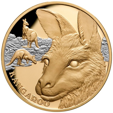 1 oz zlatá mince Gold Wildlife - Klokan s platinou 2021 Proof - Leštěný povrch - Niue
