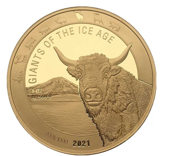 1 oz zlatá mince Obři doby ledové - Pratur 2021 Proof Leipziger Edelmetallverarbeitung