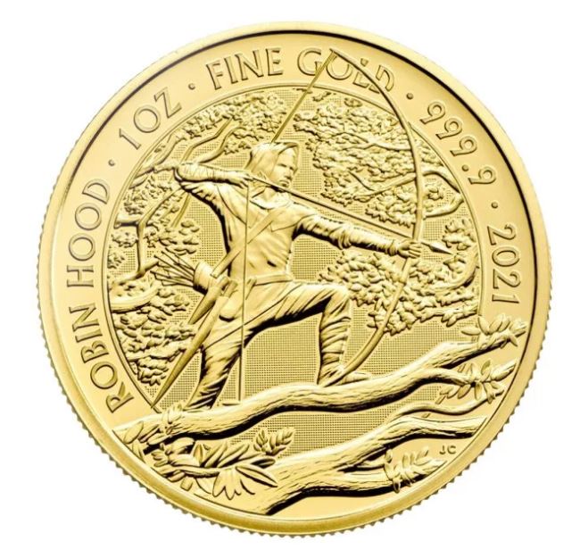 The Royal Mint 1 oz zlatá mince Robin Hood - Mýty a Legendy 2021 Royal Mint