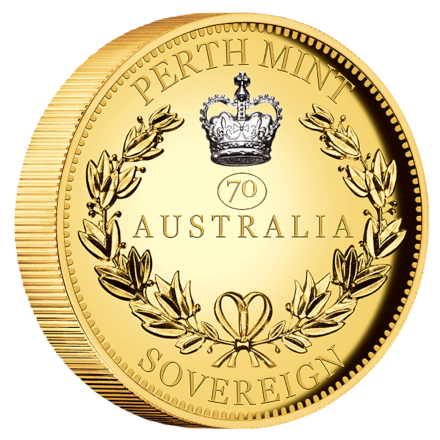 The Perth Mint Zlatá mince 15,98g Double Sovereign 70. platinové jubileum PROOF, High Relief 2022 – Perth Mint