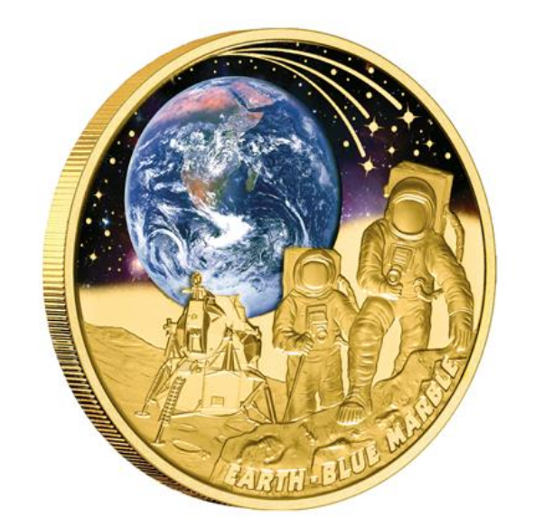 1 oz zlatá mince EARTH - BLUE MARBLE - 50.VÝROČÍ 2022 PROOF - NIUE