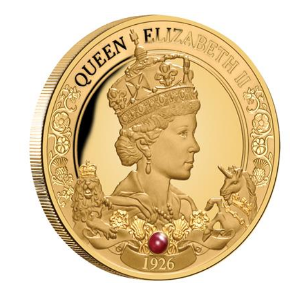 Zlatá mince 1 oz ELIZABETH II - 95. narozeniny 2021 Proof s rubínem - NIUE
