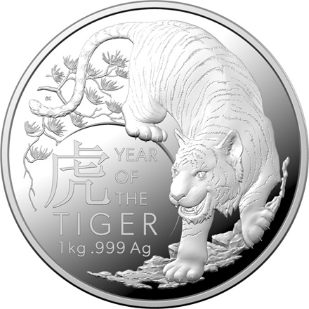 The Royal Australian Mint 1 kg stříbrná mince Lunar Tygr PROOF 2022 – Royal Australian Mint