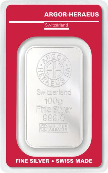 Stříbrný investiční slitek 100g ARGOR-HERAEUS
