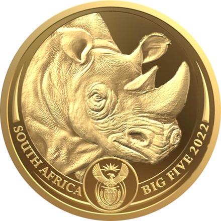 Zlatá mince 1/4 oz Nosorožec Big Five Serie II PROOF 2022 – South African Mint