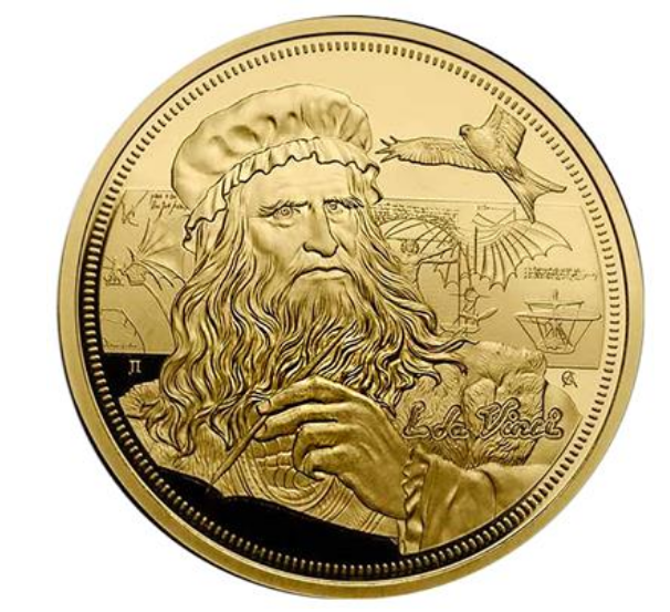 1 oz zlatá mince LEONARDO DA VINCI 2021 - ICONS OF INSPIRATION - BU - Niue