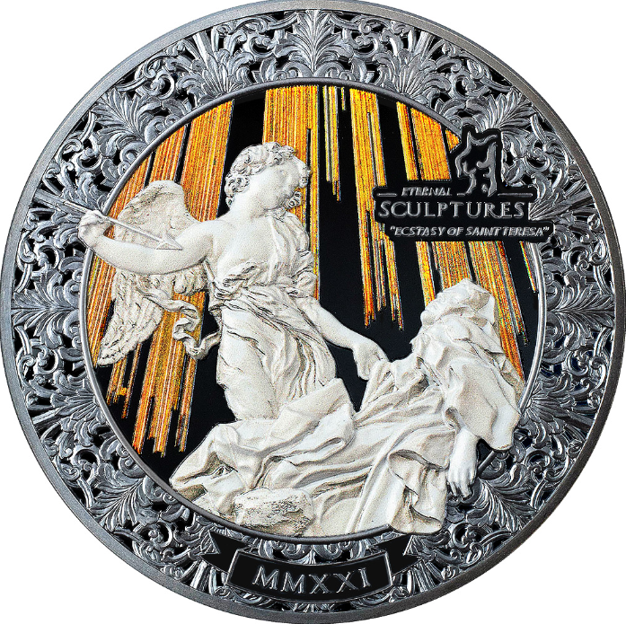 CIT Coin Invest Stříbrná mince 5 oz Extáze svaté Terezy - Eternal Sculptures - Proof High Relief 2021 - Palau