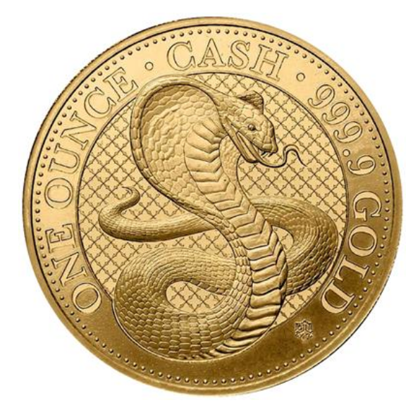 1 oz zlatá mince India Wildlife - Kobra 2022 BU - Svatá Helena