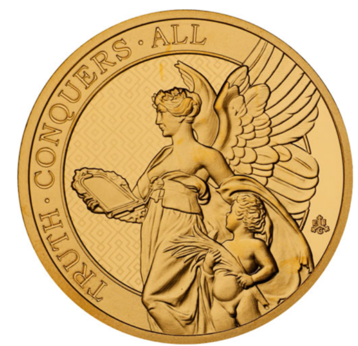 1 oz zlatá mince Gold Queen's Virtues - Pravda 2022 - Svatá Helena