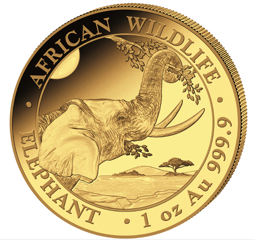 1 oz zlatá mince Slon africký 2023 - Somálsko - Bayerisches Hauptmünzamt