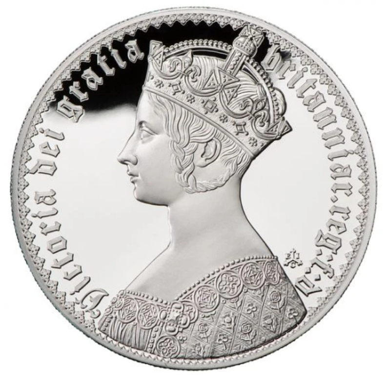 5 oz stříbrná mince královna Victoria Gotická koruna 2022 PROOF - Svatá Helena