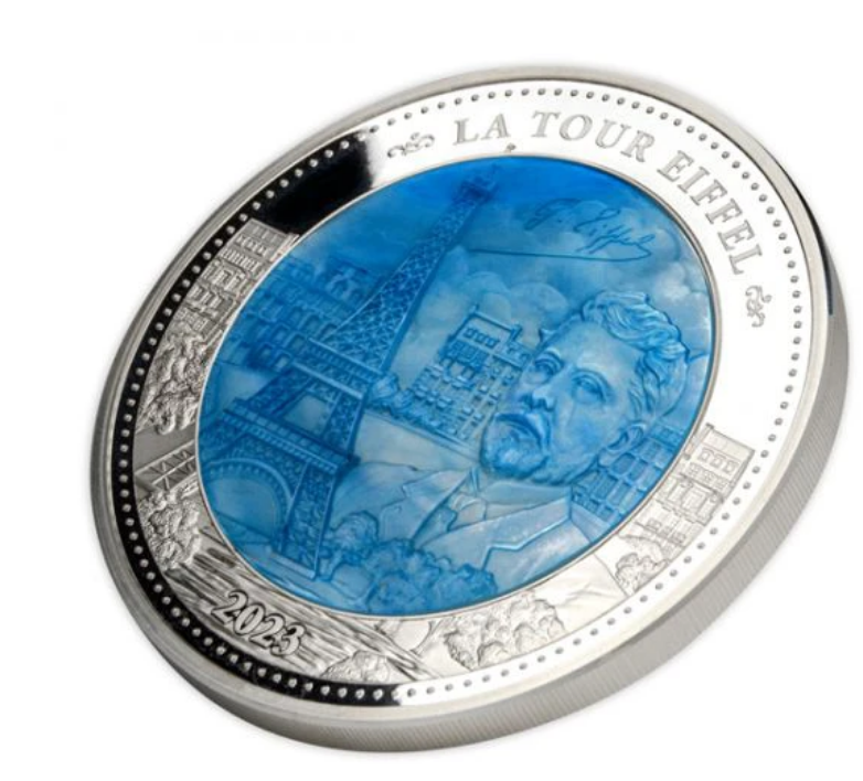 Solomon Islands 5 oz stříbrná mince Eiffelova věž Proof, perleť - 2023 Šalamounovy ostrovy