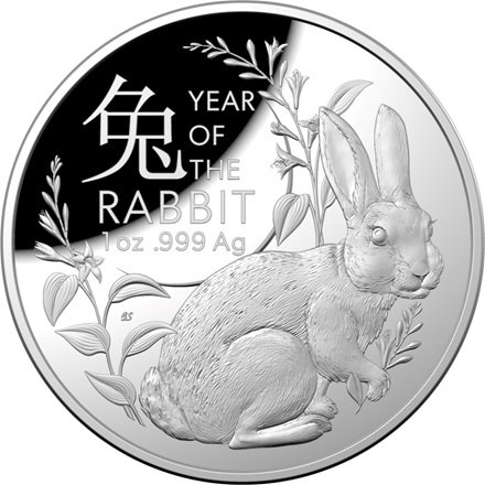 The Royal Australian Mint 1 oz stříbrná mince Lunarní rok králíka PROOF, oblouková ražba – 2023 – Royal Australian Mint