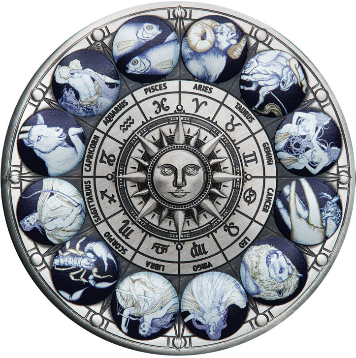 5 oz stříbrná mince Znamení zvěrokruhu 2022 - Antique Finish - TUVALU