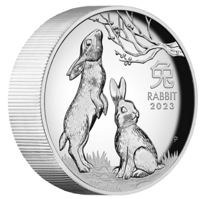 The Perth Mint 5 oz stříbrná mince Lunární série III rok králíka 2023 PROOF, HIGH RELIEF - Perth Mint