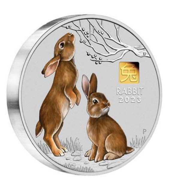 The Perth Mint 1 kg stříbrná mince Lunární série III rok králíka 2023 Gold Privy Mark - Perth Mint