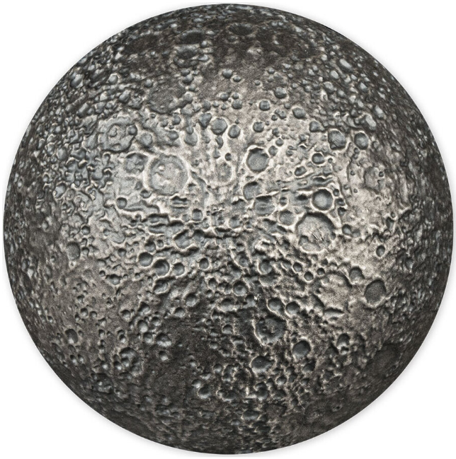 Stříbrná sférická mince 3 oz Měsíc 2023 Antique Finish - Barbados