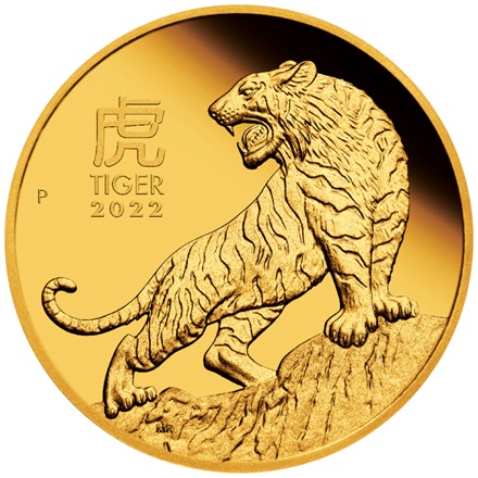 The Perth Mint 1 oz zlatá mince Lunar III Tygr Proof 2022 – Leštěný povrch - Perth Mint