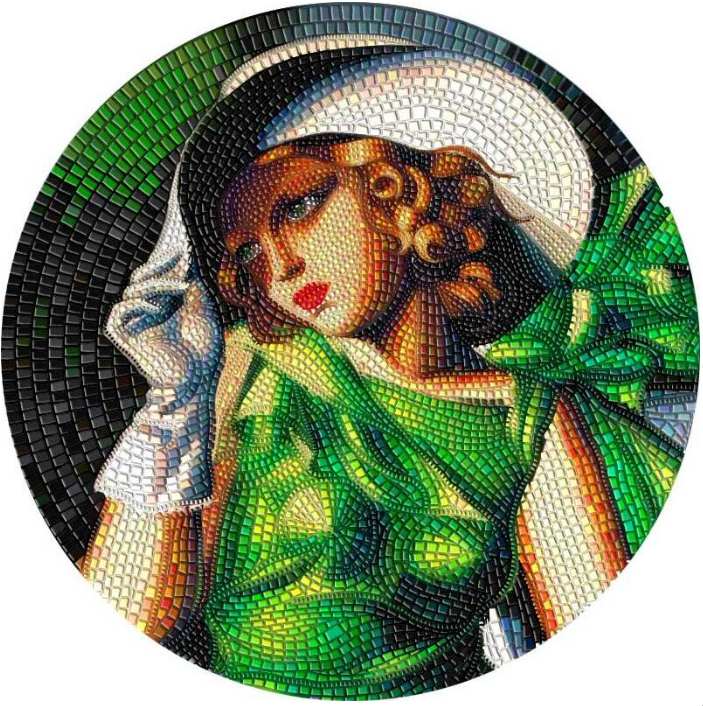3 oz stříbrná mince Dívka v zeleném Tamara de Lempicka (GREAT MICROMOSAIC PASSION) - Proof, High Relief 2021 - CIT Coin Invest