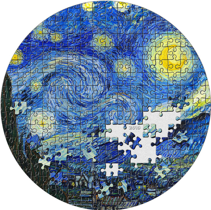 Stříbrná mince 3 oz Hvězdná obloha Van Gogh - Micropuzzle Treasures 2019 PROOF Ultra High Relief - CIT Coin Invest