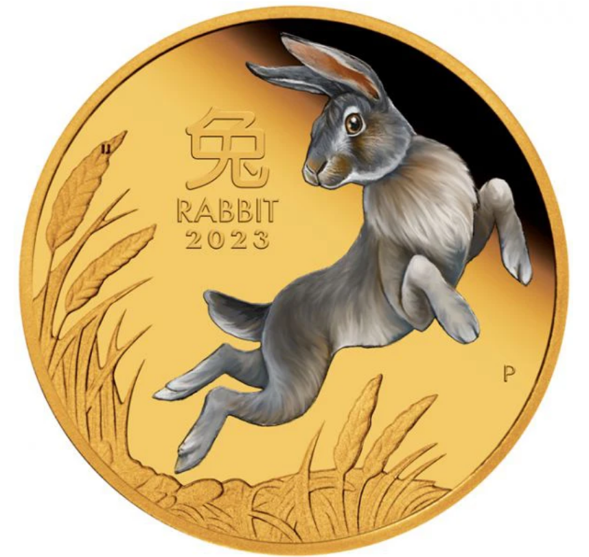The Perth Mint 1 oz zlatá mince Lunar III Rok Králíka Proof - barevná 2023 – Perth Mint