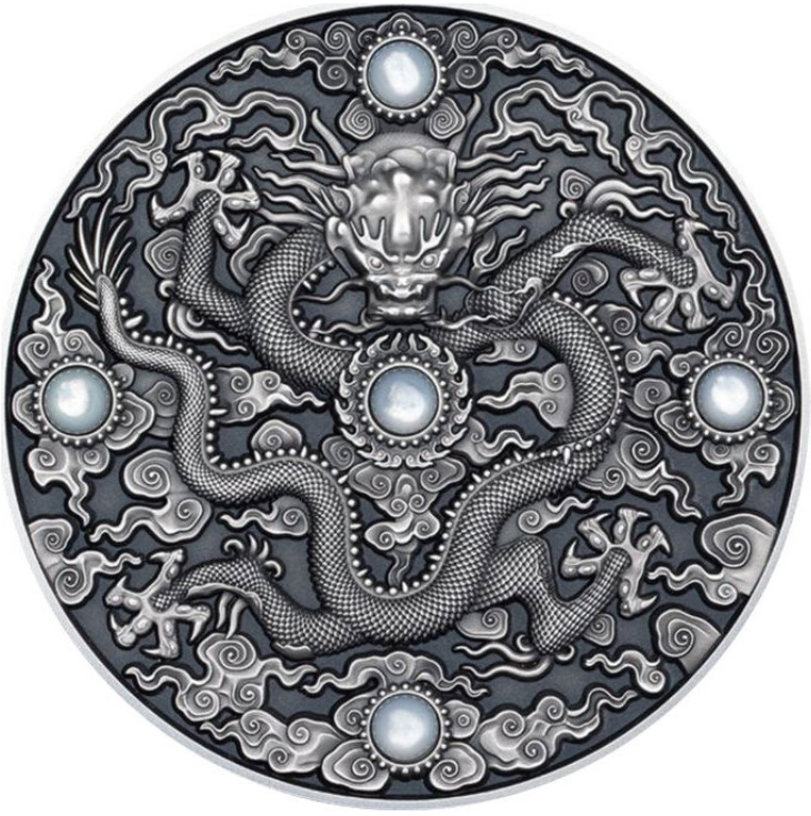 2 oz stříbrná mince Čínské umění Draka 2023 Starožitné provedení, high relief - NIUE