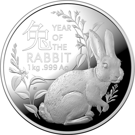 The Royal Australian Mint 1 kg stříbrná mince Lunární rok králíka 2023 PROOF – Royal Australian Mint