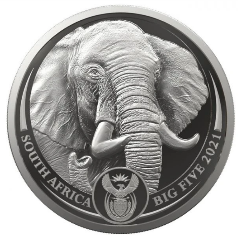 Stříbrná mince 1 kg Silver Slon Big Five Serie II 2021 – South African Mint