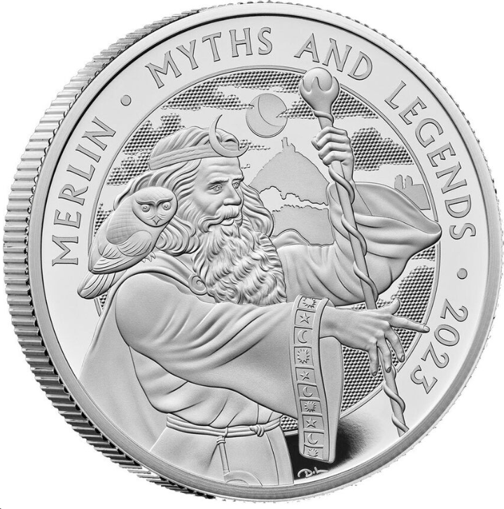 The Royal Mint 2 oz stříbrná mince Merlin - Mýty a Legendy 2023 PROOF - Royal Mint