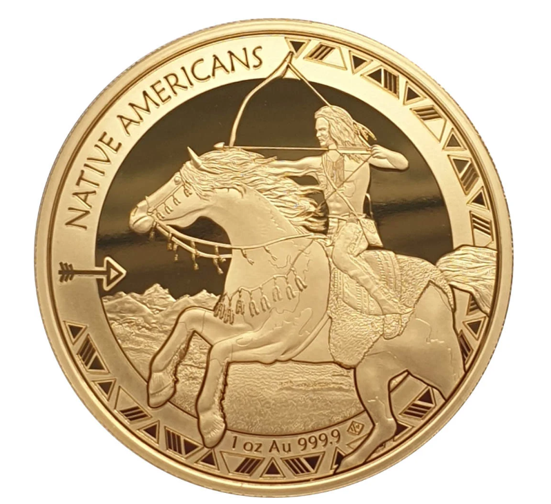 1 oz zlatá mince Native Americans - Šíp 2023 - Leipziger Edelmetallverarbeitung
