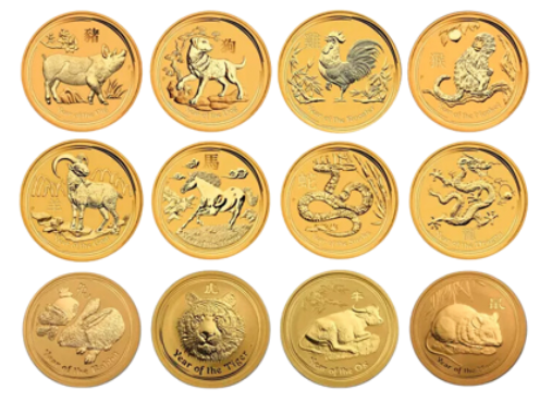 The Perth Mint Sada 12x1 oz zlatých mincí Lunární serie II 2008-2019 včetně originální etue - Perth Mint