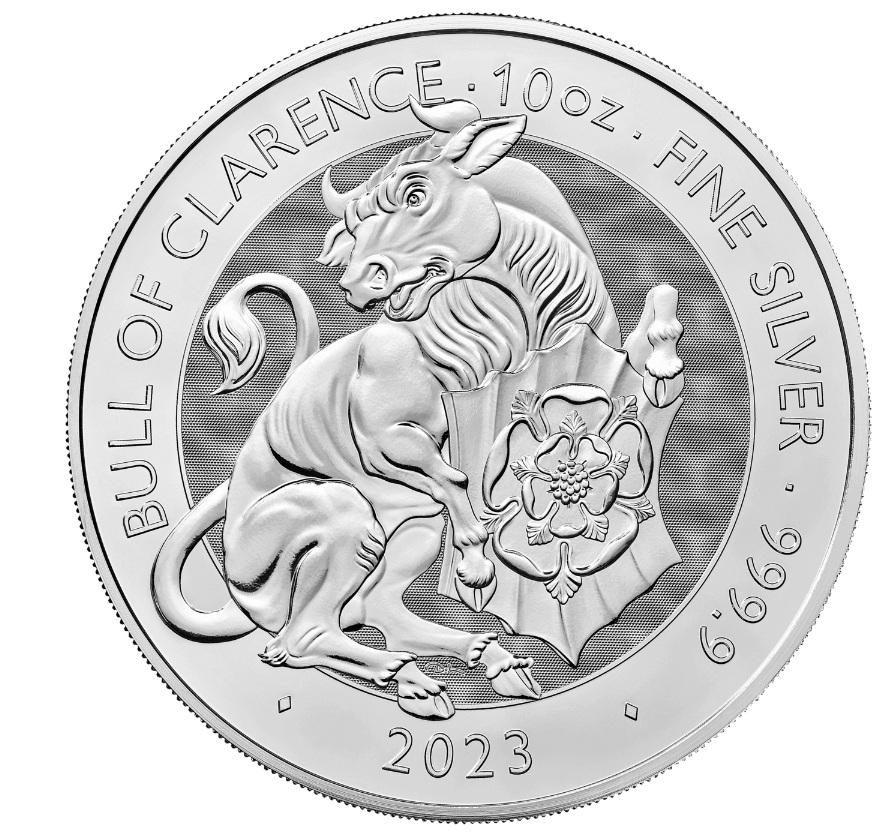 The Royal Mint 10 oz stříbrná mince Bull of Clarence - The Royal Tudor Beasts 2023 - Royal Mint