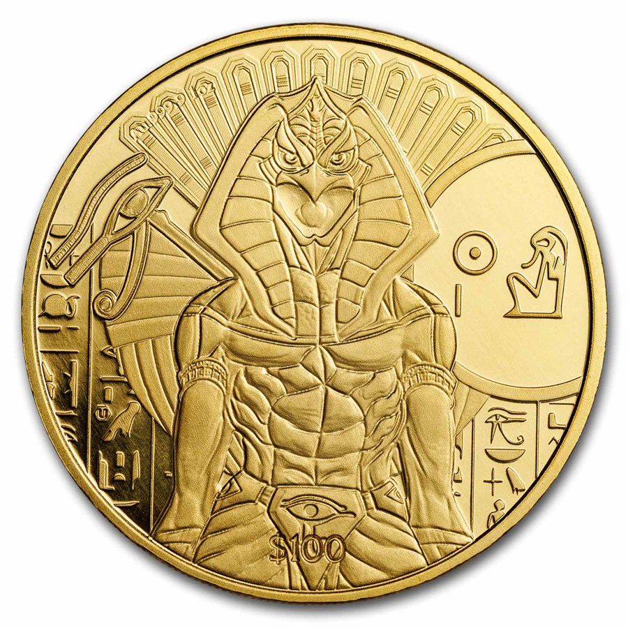 1 oz zlatá mince Bůh RE - Bohové Egypta 2023 BU - British Pobjoy Mint