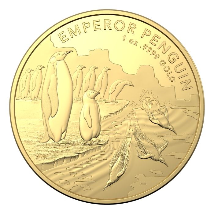 The Royal Australian Mint 1 oz zlatá mince Australian Antarctic Territory - Tučňák císařský 2023 BU - Royal Australian Mint