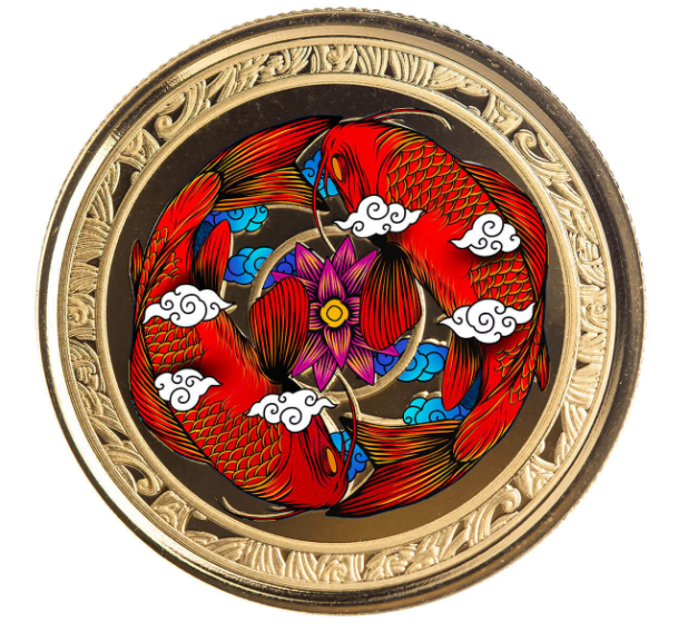 1 oz zlatá mince FIJI KOI FISH 2023 PROOF, barevné provedení - Scottsdale Mint