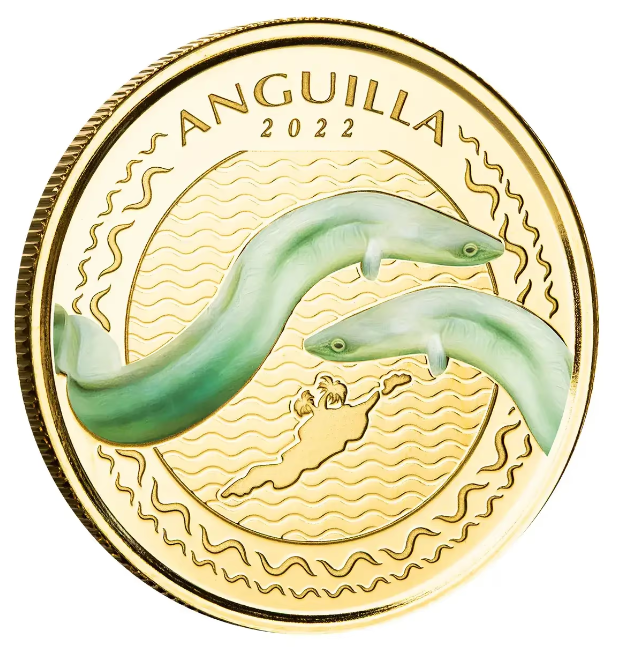 1 oz zlatá mince EC8 Anguilla 2022 PROOF, barevné provedení - Scottsdale Mint