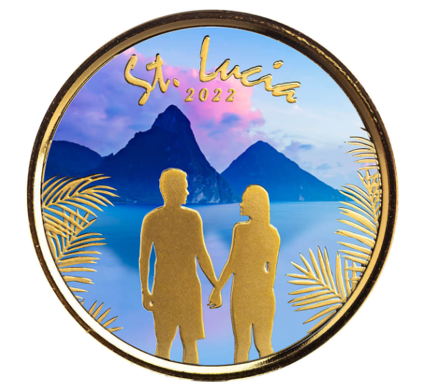 1 oz zlatá mince EC8 St. Lucia 2022 PROOF, barevné provedení - Scottsdale Mint