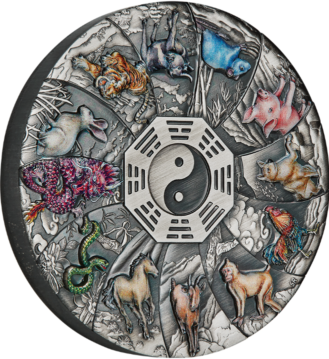 The Perth Mint 5 oz stříbrná mince 12 lunárních zvířat 2023 Starožitné provedení - Perth Mint