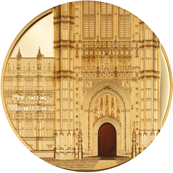 5 oz zlatá mince Palace of Westminster - Tiffany Art Metropolis 2023 - Proof, High Relief - CIT Coin Invest