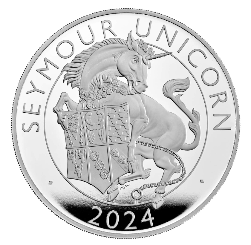 The Royal Mint 5 oz stříbrná mince Seymour Unicorn - The Royal Tudor Beasts 2024 PROOF - Royal Mint