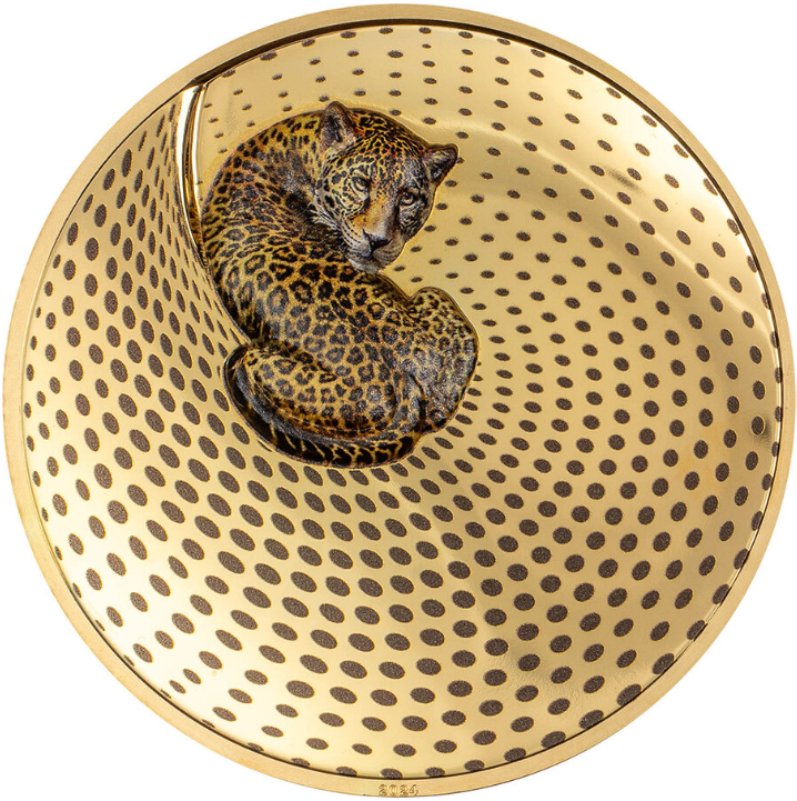 5 oz stříbrná mince Leopard - Camouflage of Nature - Proof, High Relief, pozlaceno 2024 - CIT Coin Invest
