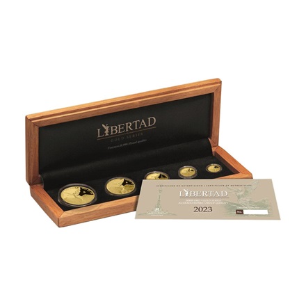 Sada 5 zlatých mincí Gold Mexico Libertad 2023 PROOF - BANCO DE MEXICO CASA DE MONEDA MINT