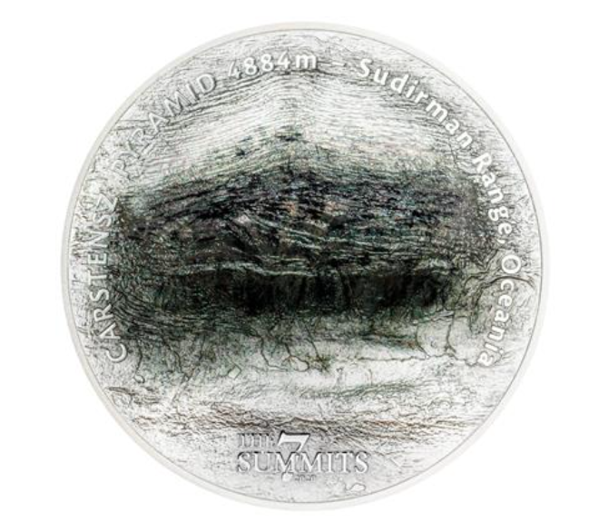 5 oz stříbrná mince Seven Summits - Carstensz Pyramide - BU, High Relief 2020 - CIT Coin Invest