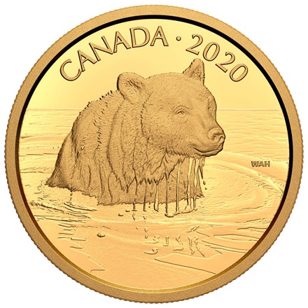 Zlatá mince 35g Canadian Wildlife - Grizzly Bear 2020 - Proof - Royal Canadian Mint